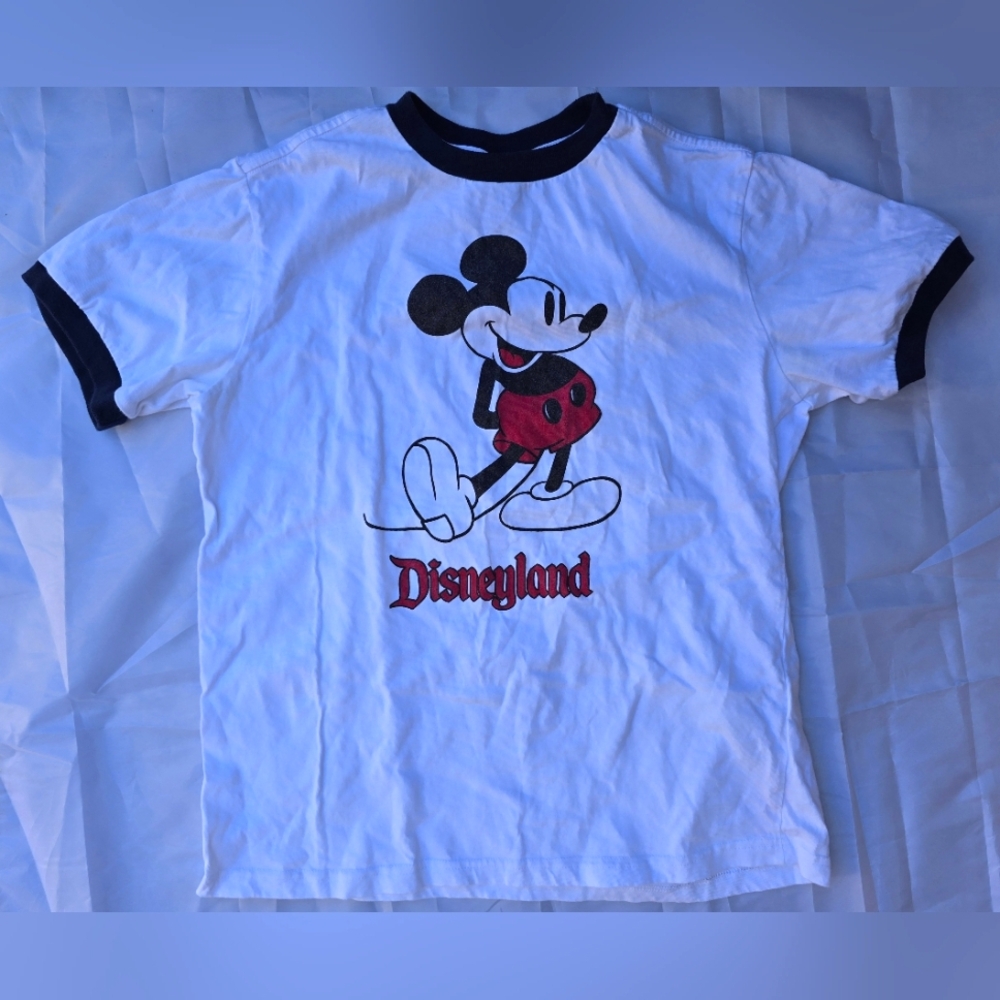 Disney Mickey Mouse‎ White and Red Short Sleeve Tee Sz S